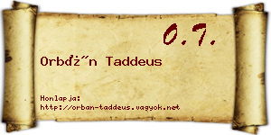 Orbán Taddeus névjegykártya